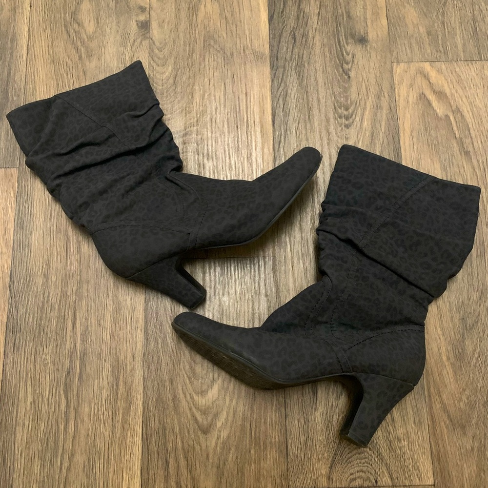 Leopard Heeled Boots